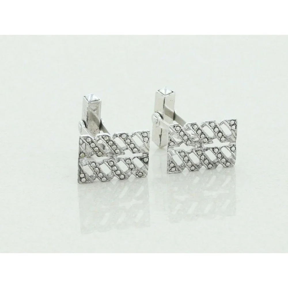 Men's Sterling Silver Marcasite Cufflinks